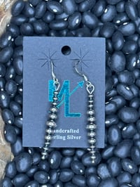 Image 1 of 3mm-5mm Sterling Silver Saucer Pearl Straight Dangle Earrings