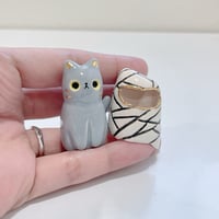 Image 5 of Glow in dark mummy gray cat ceramic figurine
