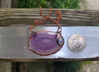 Image 2 of Electroformed purple geode slice and moonstone necklace 04