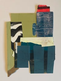 Image of Khaki And Blue Printed Cardboard Collage