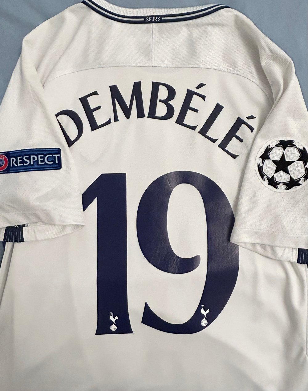Image of Tottenham Hotspur “DEMBELE 19” 2017/18 Home Shirt + UCL patches, M