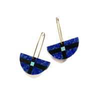 Image 1 of Lapis, Basalt & Turquoise Earrings 