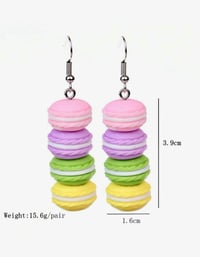 Image 2 of Macaron Cake Shaped Dangle Earrings