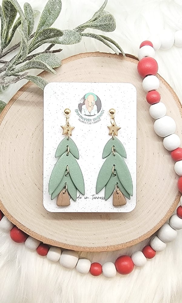 Image of Stacked Christmas Tree Earrings