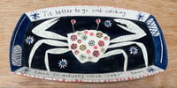 Image 1 of Crab catching handbuilt and hand decorated earthenware plate 