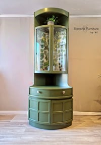 Image 1 of Mid Century Modern Luxury Corner Drinks Cabinet by Nathan-Olive Geen Vintage Cocktail Display