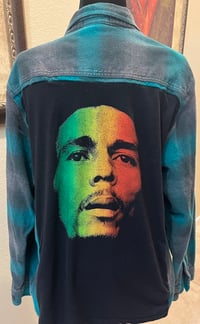 Vintage Green/Gray Flannel Shirt Bob Marley