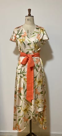 Image 3 of Floral wrap dress with piping