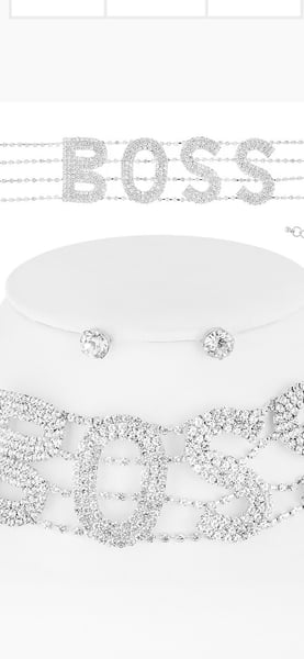 Image of BOSS RHINESTONE CHOKER NECKLACE