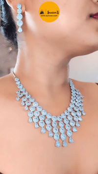 Image 2 of Nyra White-Stunning AD Necklace Set with Earrings