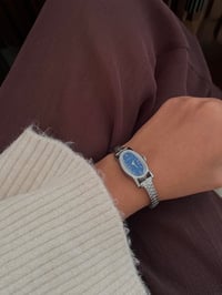 Image 4 of RARE Vintage Silver Tone BLUE Dail Timex Ladies Watch 