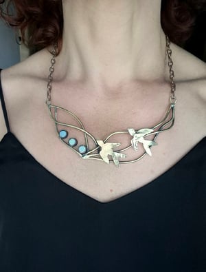 Birds  in blue sky necklace 