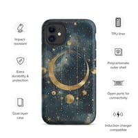 Image 3 of Blue and Gold Celestial Moons Design Tough Case for iPhone®