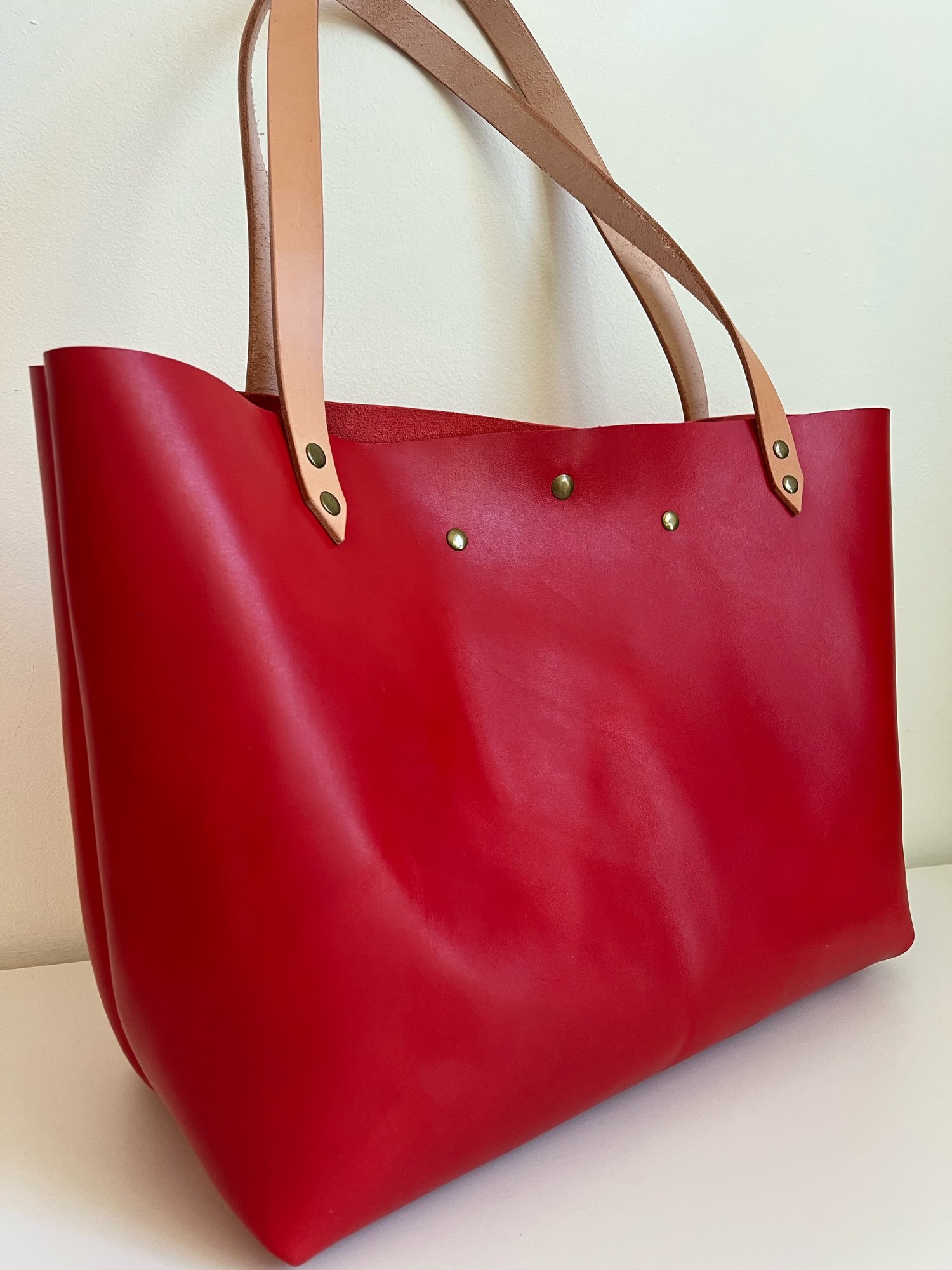 Image of Candy Apple Red Italian Vachetta Carry-all Tote