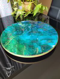 Image 3 of 15" Epoxy Resin Art Lazy Susan Turntable 'The Knight of Wands'