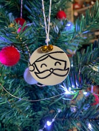 Image 3 of  Black and White Festive Chaps Tags with Gold Bells set of 4.