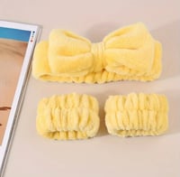 Image 3 of Plush Headband & Wristbands Set, For Washing Face Skincare Spa Wear