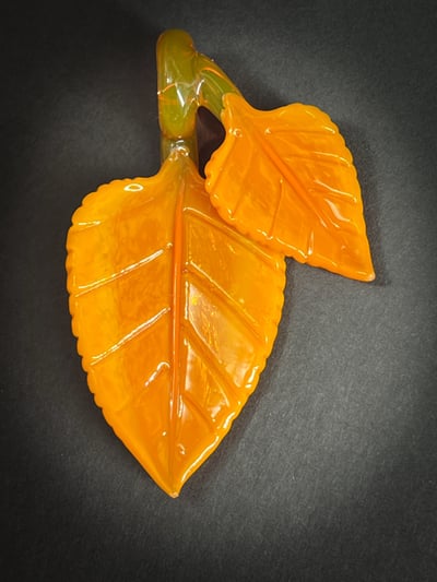 Image of Orange Sunburst Double Leaf Pendant