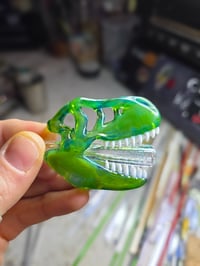 Image 2 of Green energy T-Rex skull pendant/ dichro joint tip
