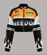 Image 1 of Orange Freedom Crop Racing Jacket 