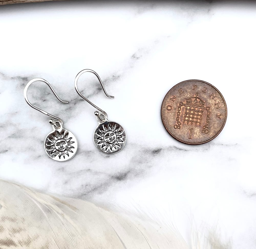 Handmade Sterling Silver Dangly Sun Earrings 925