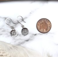 Image 2 of Handmade Sterling Silver Dangly Sun Earrings 925
