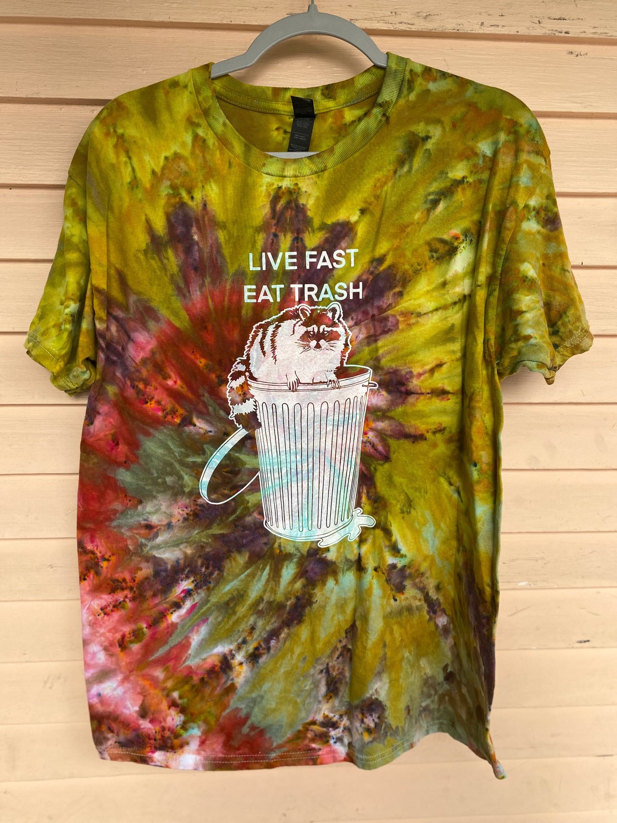 Image of LARGE Live Fast Eat Trash Tie Dye Shirt 2