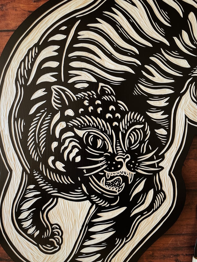 Image of Tiger Woodcut 