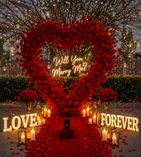Image 1 of Luxury Red Rose Heart Backdrop