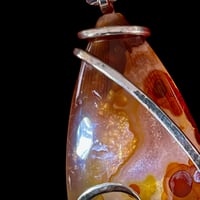 Image 3 of Fire Agate with Sterling Silver Wave Wrap (#39)