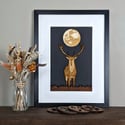 Stag Under The Moon - Framed Woodcut 