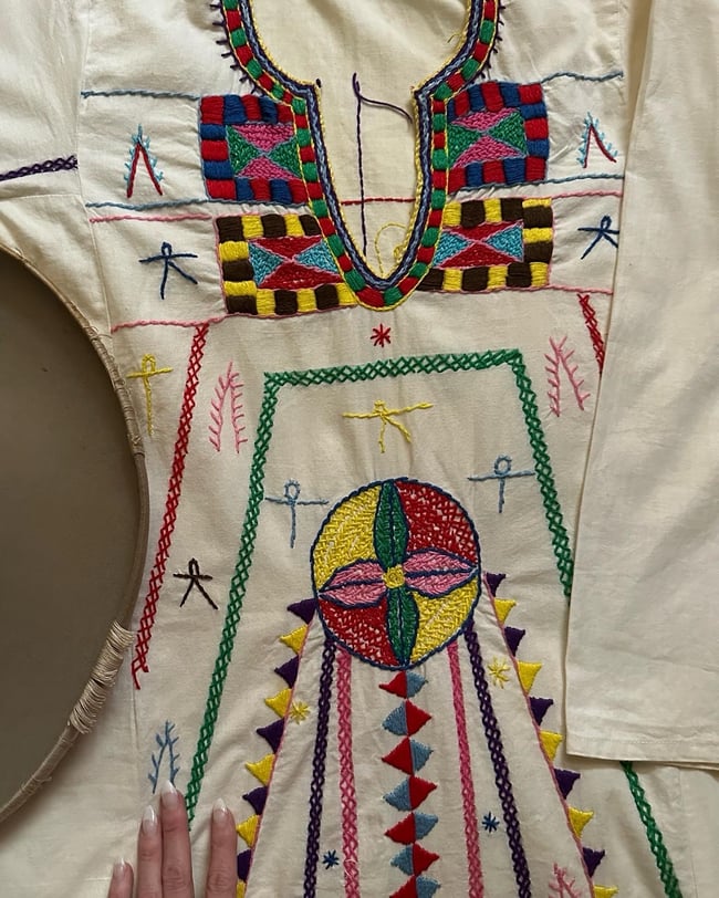  late 1960s hand embroidered COSMIC CAFTAN maxi dress