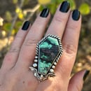 Image 2 of Handmade Sterling Silver Variscite Coffin Bat Ring