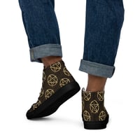 Image 4 of All Over Gold and Black Pentagram Men’s high top canvas shoes