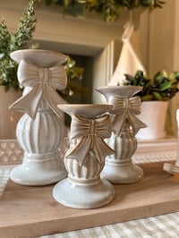 Image 1 of Ceramic Bow Candle Holders ( Set or Singles )