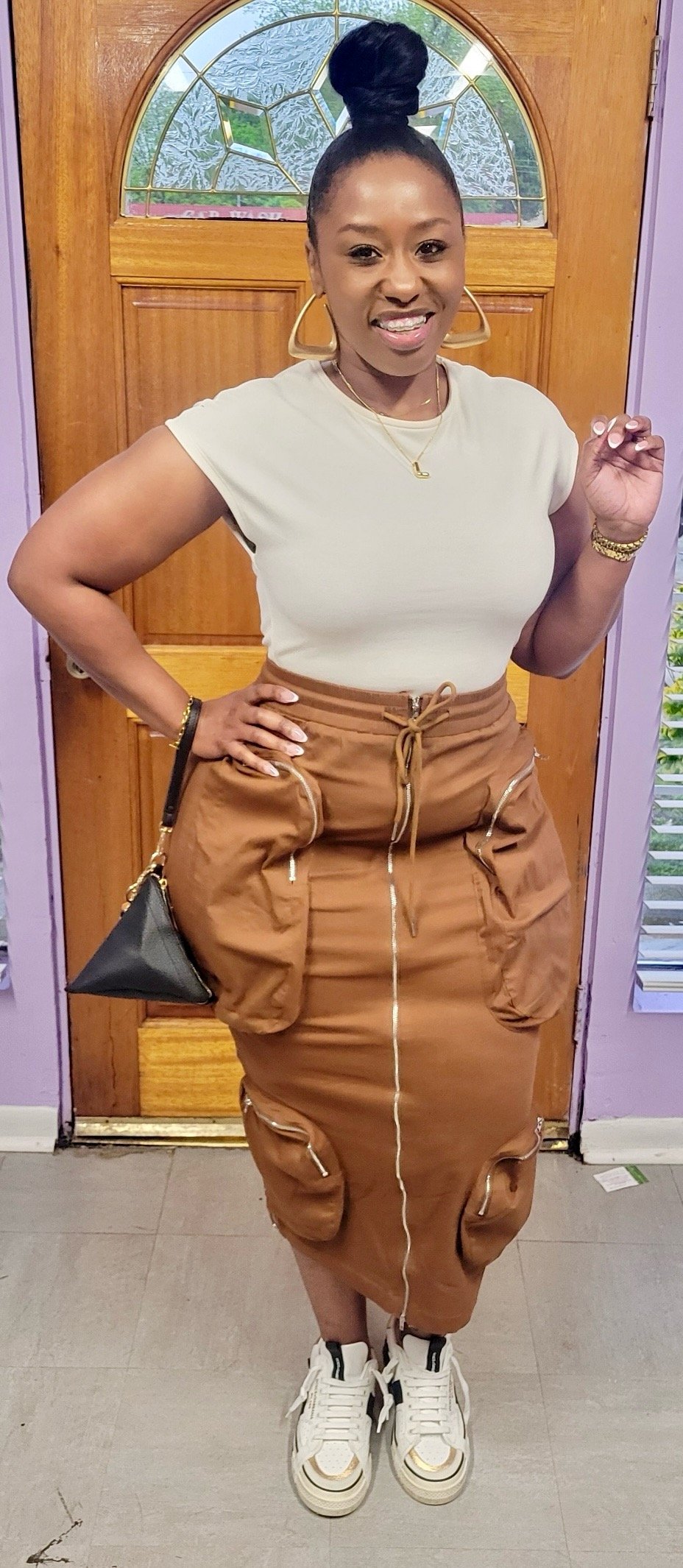 Image of Brown Cargo Skirt