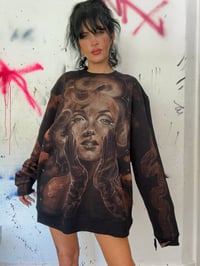 Image 3 of “MARILYN MONROE” CUSTOM ONE OF A KIND BLEACH PAINTED SWEATSHIRT XL