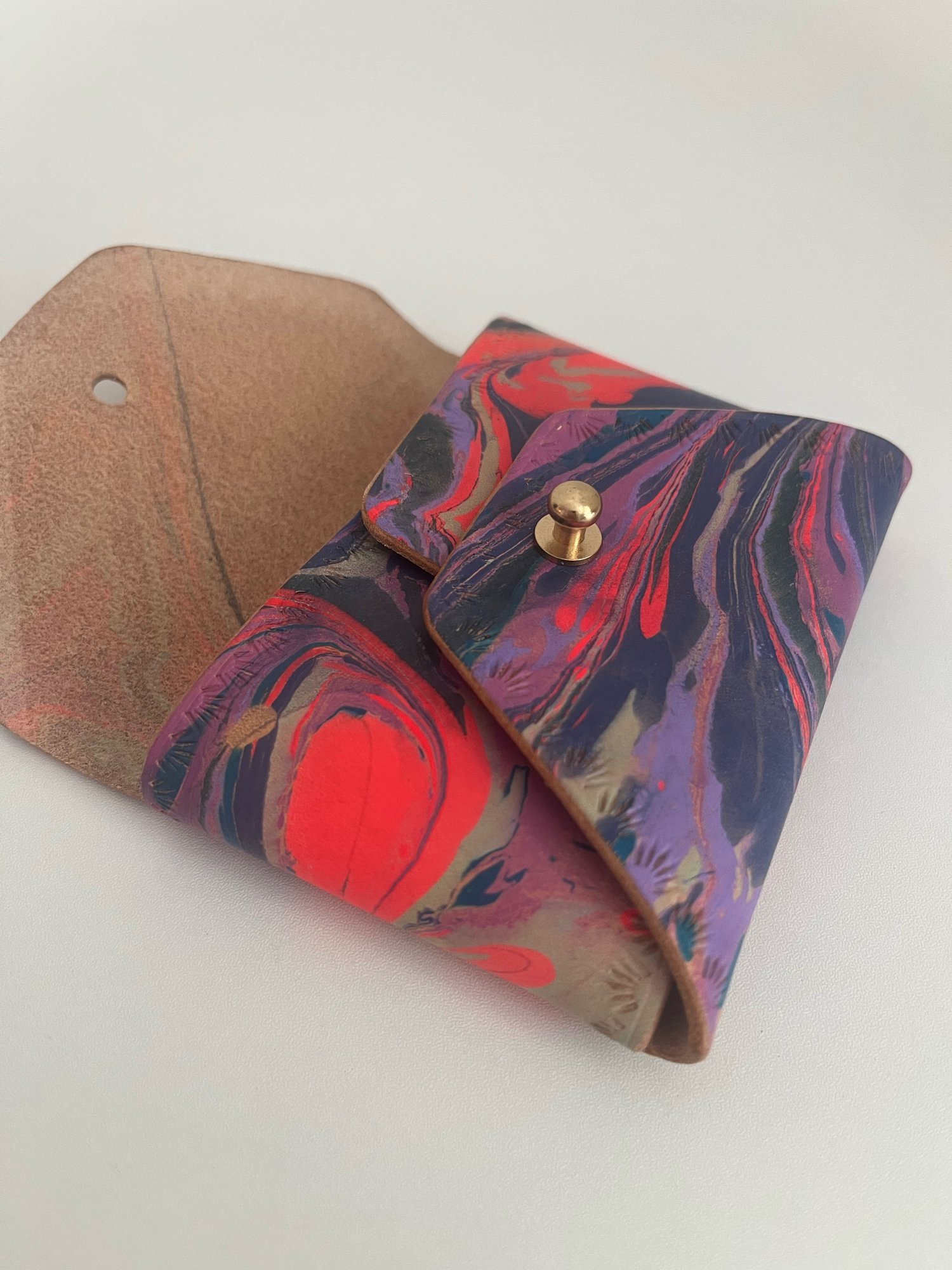 Image of Blue/Purple Marbled “No Stitch” Card Wallet 