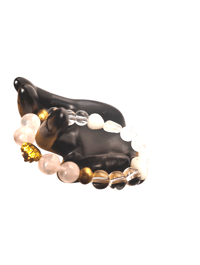 Image 2 of Lion head Rose Quartz n clear quartz bracelet