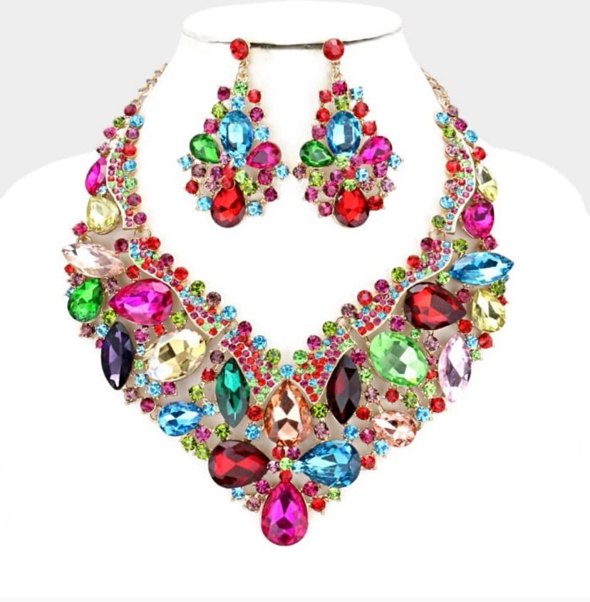 Image of Glass Crystal Necklace Set