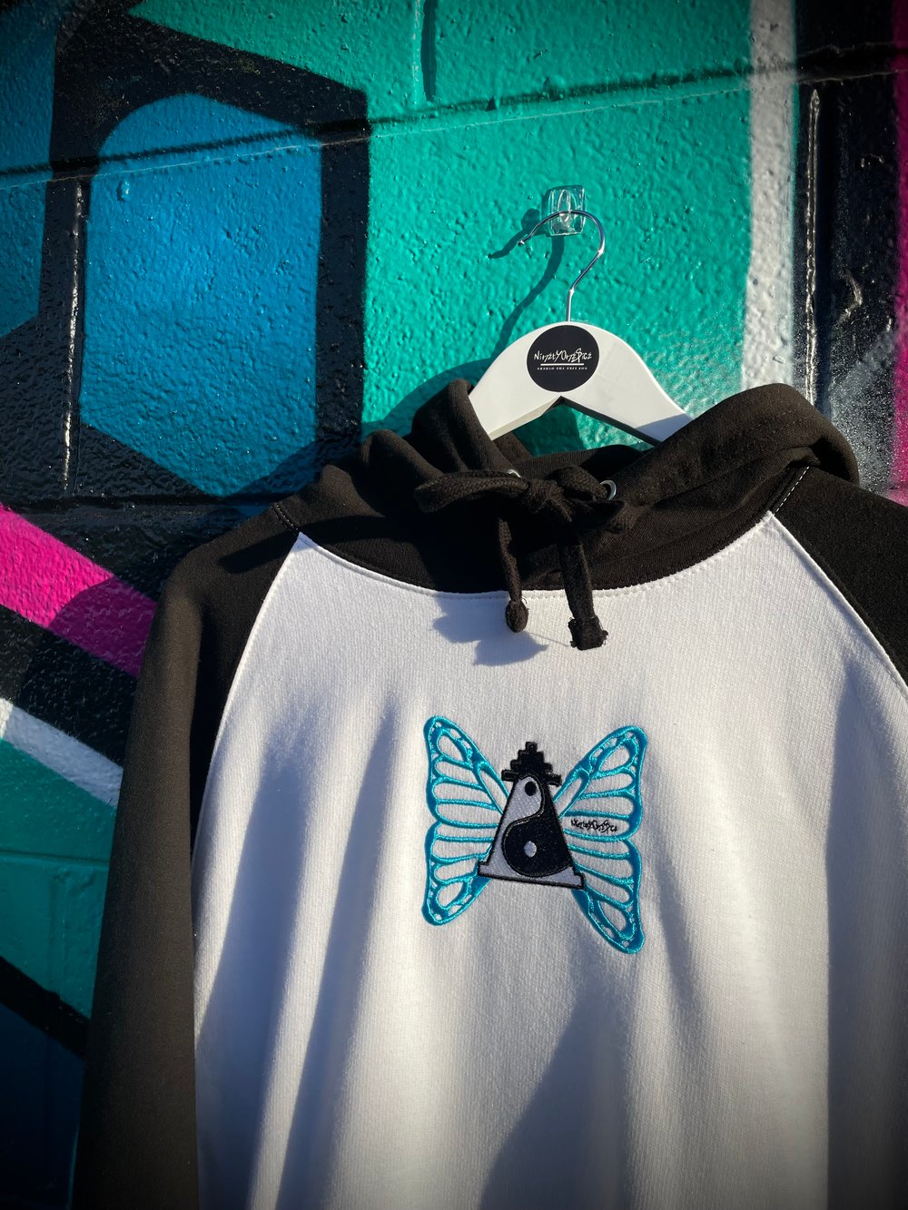 Image of White & Black Contrast Butterfly Hoody