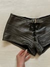 vintage leather lace up shorts with buckle 