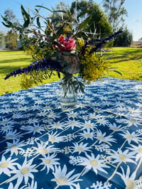 Image 1 of Tablecloth - JP Flannel Flowers (Blue)