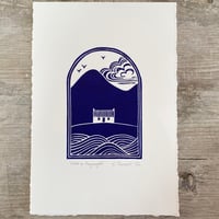 Image 1 of 'Môr a Mynydd' Linoprint