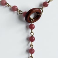 Image 2 of Red Sun Crystal Stone Y Necklace | Joy, Vitality Brass - Sunstone Lariat Necklace 