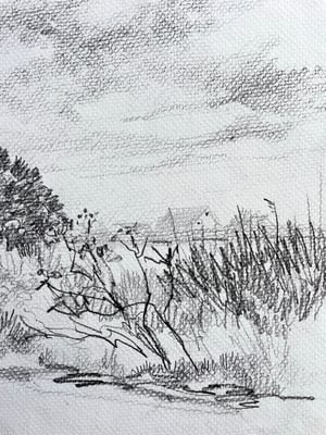 Image of VINTAGE DUTCH DRAWING: LANDSCAPE #12