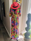 Red tropical dress with split