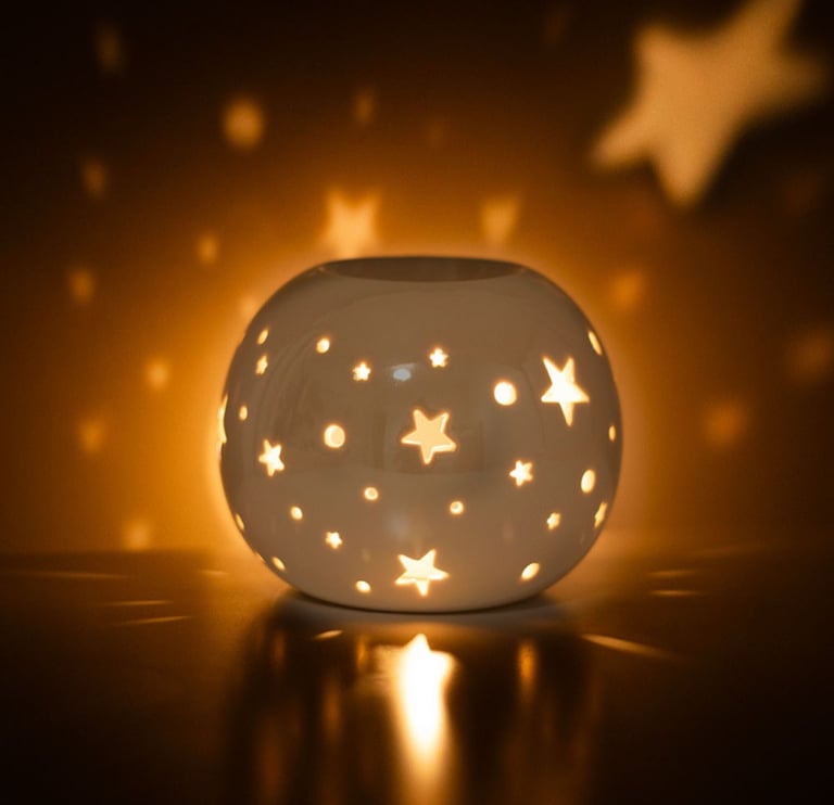 white iridescent star burner