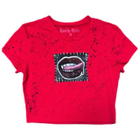 Image 1 of “PIERCED VAMP” Custom Hand Painted Baby Tee MEDIUM