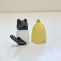 Image 6 of Tuxedo banana kitty ceramic figurine 